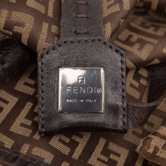 Fendi Zucchino FF Monogram Canvas Roll Open Top Tote Bag Brown VTG - Picture 10 of 14